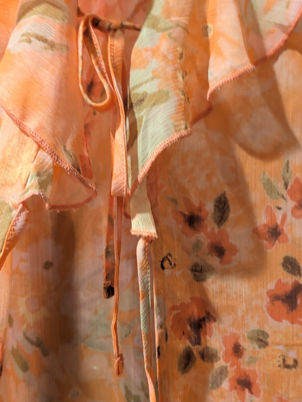 wild fable Orange Floral Ruffle Tie-Front Coverup - Picture 5 of 5